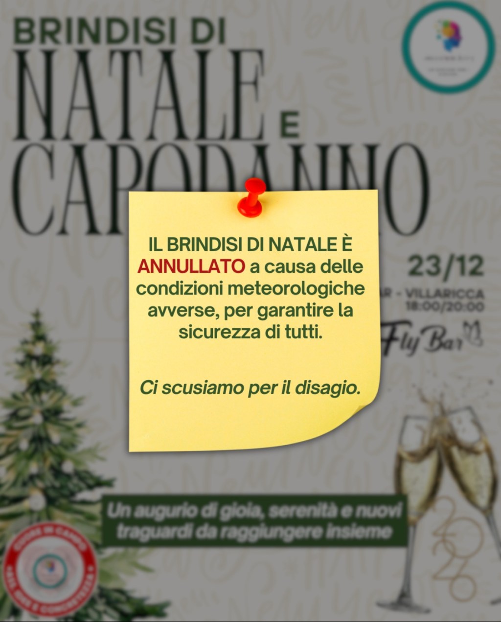 Villaricca, annullato il Brindisi di Natale e Capodanno dell’Associazione Idee e Concretezza per&nbsp;maltempo